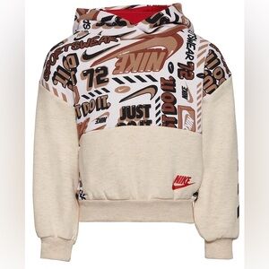 Nike Graphic Hoodie in Red, Cream, and Brown size 6 kids